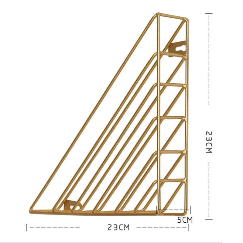 Металлический органайзер полка для стены органайзер для журналов золото стеллаж для выставки товаров газета книжная держатель треугольной формы для хранения стеллажи для выставки товаров декоративная подставка - Цвет: Gold