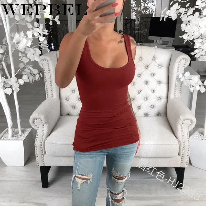 WEPBEL Модные женские хлопковые пикантные майки Cami без рукавов Футболка без спины блузка