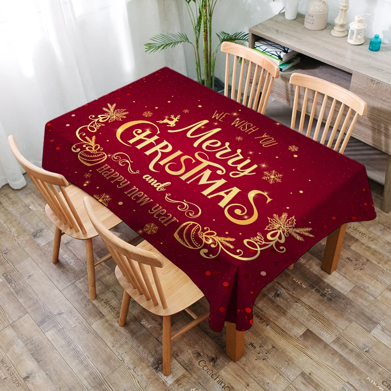 Factory direct new Christmas polyester printed fabric household decorative cloth tablecloth