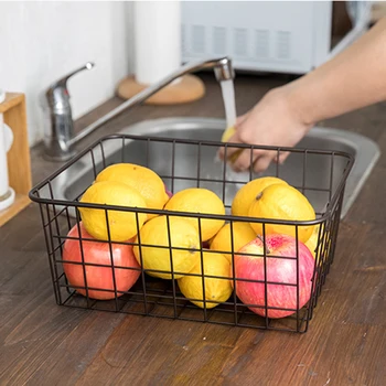 

1 Pc Iron Wire Basket Bin Magazine Post Storage Crate Vintage Japanese Style Fresh Iron Art Metal Mesh Hamper Storage Baskets