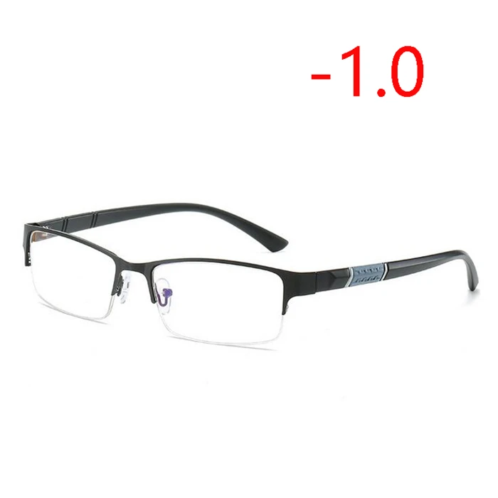 0-0,5-1-1,5-2-2,5 до-6 полуметаллическая оправа Близорукие Очки Унисекс Близорукость Смола прозрачное зеркало близорукие диоптрийные очки - Цвет оправы: Myopia 100