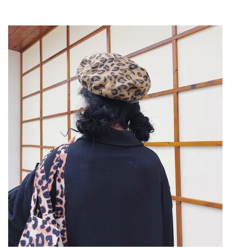 beret hats for women Beret Leopard Autumn Winter beret women        berets caps for women (5)