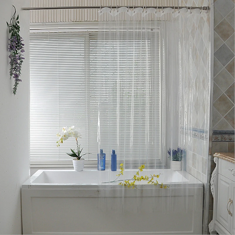 Водонепроницаемая прозрачная занавеска для душа, белая прозрачная занавеска для ванной, роскошная занавеска для ванной с крючками, пластик, полиэстер