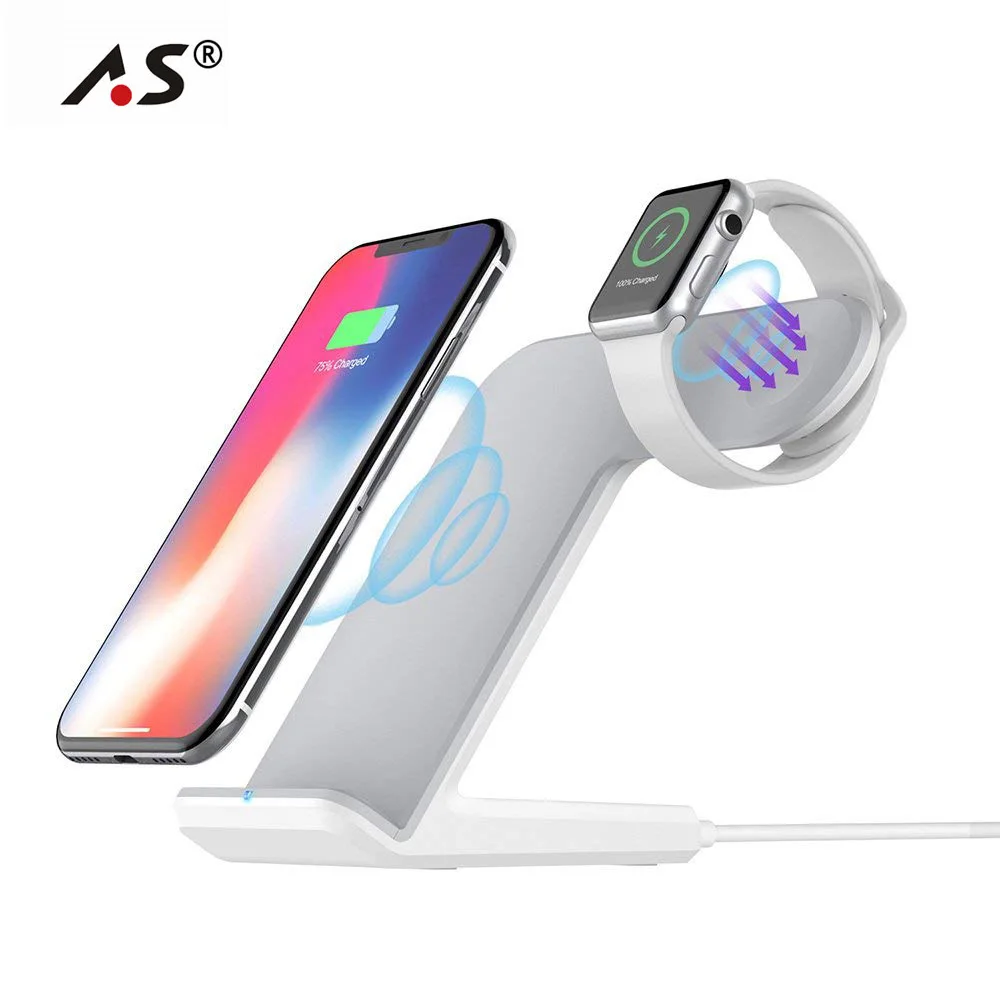 

Qi Wireless Charger for Apple Watch 4 3 2 iPhone X XS MAX Samsung S8 S9 Plus USB 2 in 1 Fast Charger Wireless Charging Holder