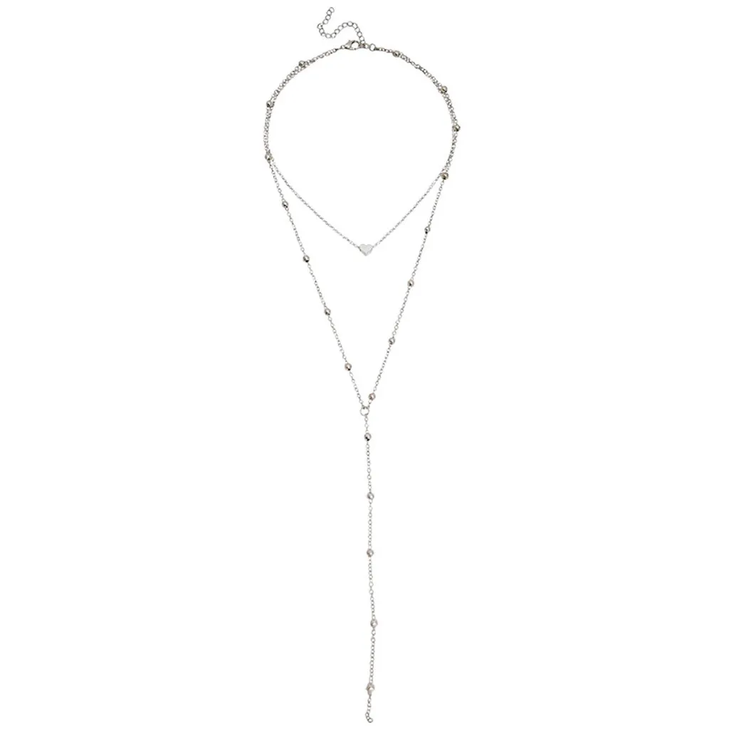 

Fashion lady personality necklace double love environmental protection electroplating gold ladies fashion necklace#Y-new-28