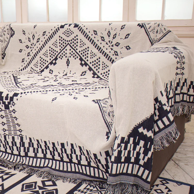 ADQKCLY в богемном стиле, полотенце для дивана, хлопок и лен, трикотажное одеяло, A-B, сторона, защита от пыли, декоративная мебель, чехол для дивана, 1 шт