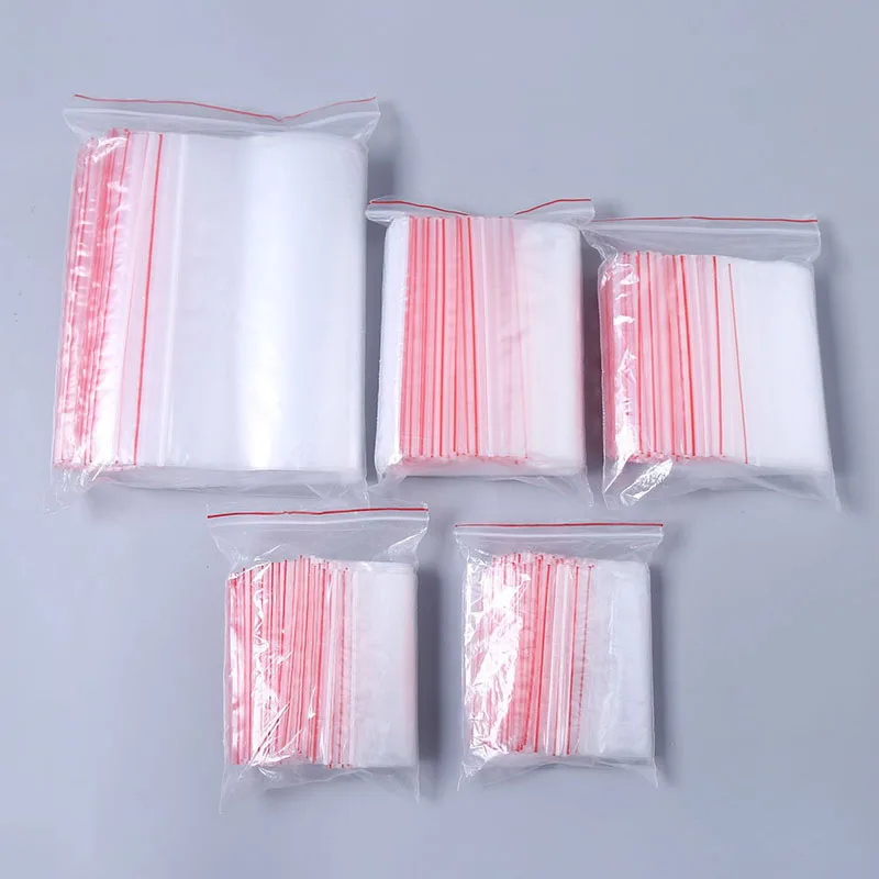 100 шт прозрачный пластик повторно закрываемый целлофановя упаковка небольшая упаковка для хранения пластиковые пакеты для украшений Ziplock застежка-молния поли сумки
