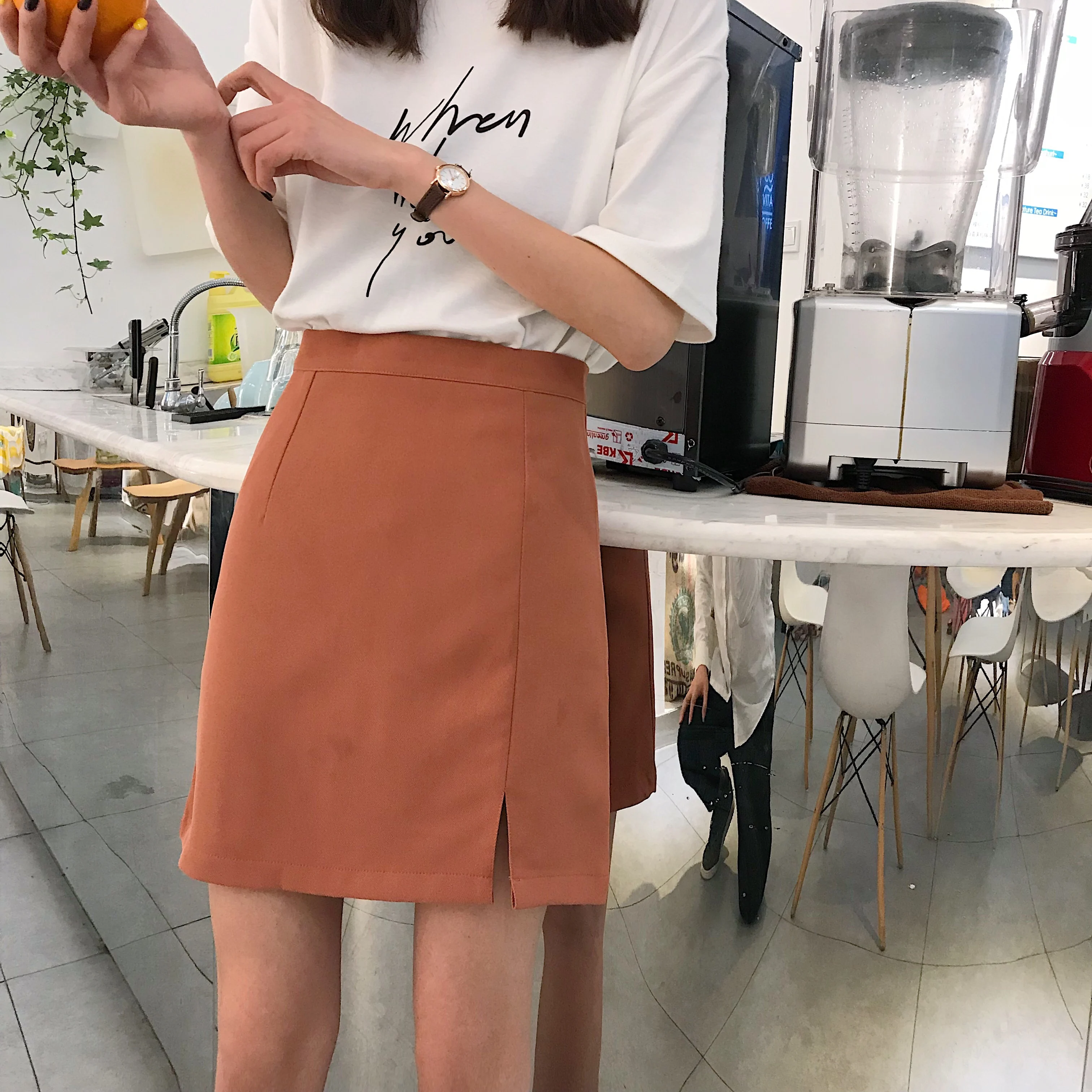Mihoshop Ulzzang Корейская женская модная одежда летняя Высокая талия черная