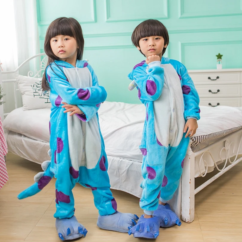 Пижамы для мальчиков и девочек новые детские пижамы унисекс с монстрами из мультфильмов, с животными, для косплейная Пижама, одежда для сна, худи