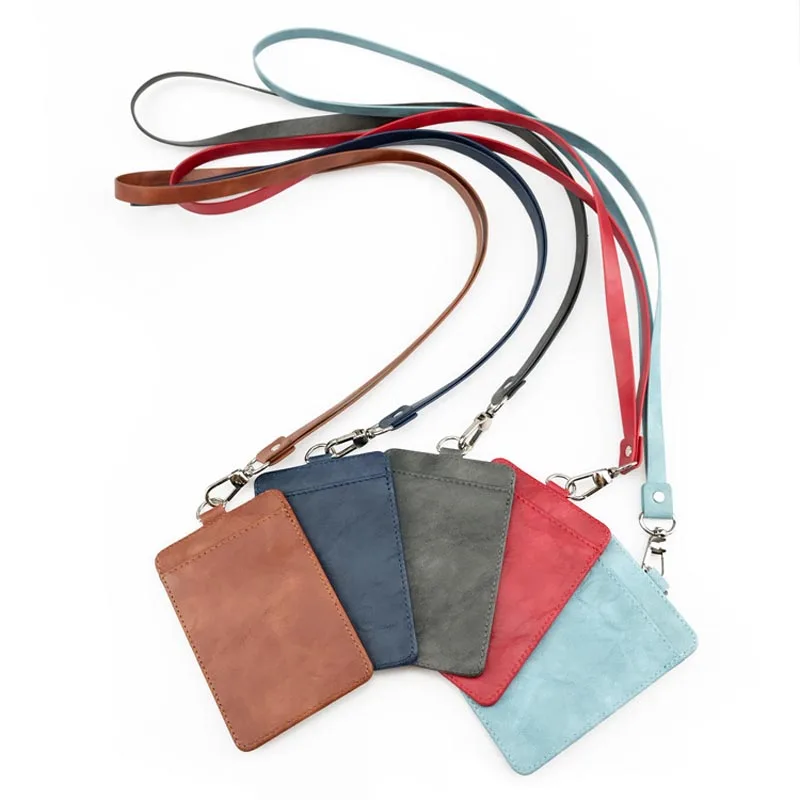 

Manywe Leather Id Holders Case PU Business Badge Card Holder with Necklace