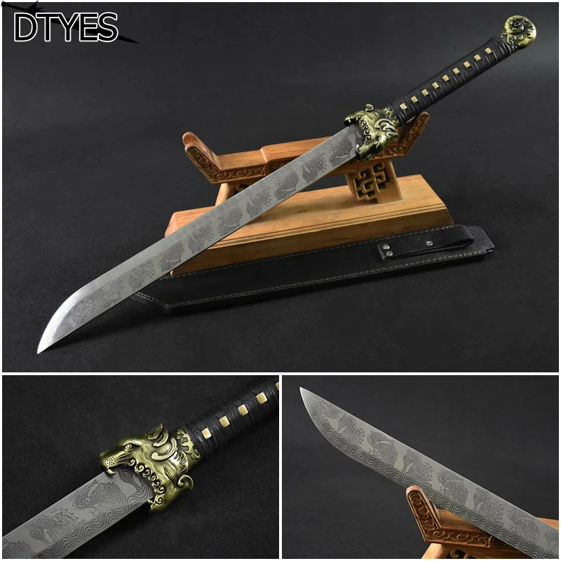 Película espada China antigua espada de metal maneja Acero de alto