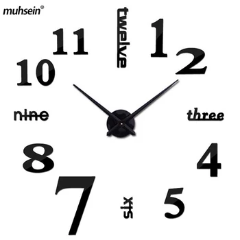 

2020 muhsein large DIY Wall Clock Acrylicl Mirror digital clock 3D wall clock Personalized Digital Watches Clocks Free shipping