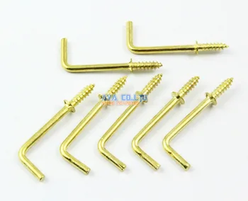 

100 Pieces Gold L Shape Hook Right Angle Hook Screw L Hook 38x12mm
