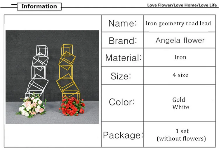 Свадебные креативные геометрические дорожные свинцовые арки, Декоративные искусственные цветы из кованого металла, железные квадратные блоки, вечерние подставки для цветов