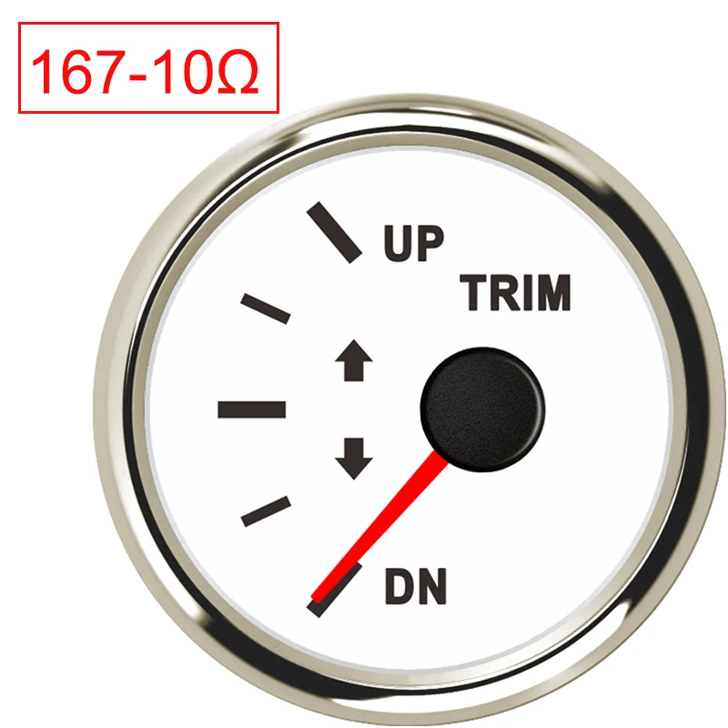 Лодочный прибор измерения продольного наклона морской обшивки индикатор наклона для бортового подвесного двигателя автомобиля мото rcycle аксессуары 52 мм 12 В аксессуары para moto - Цвет: WS-167-10 ohm