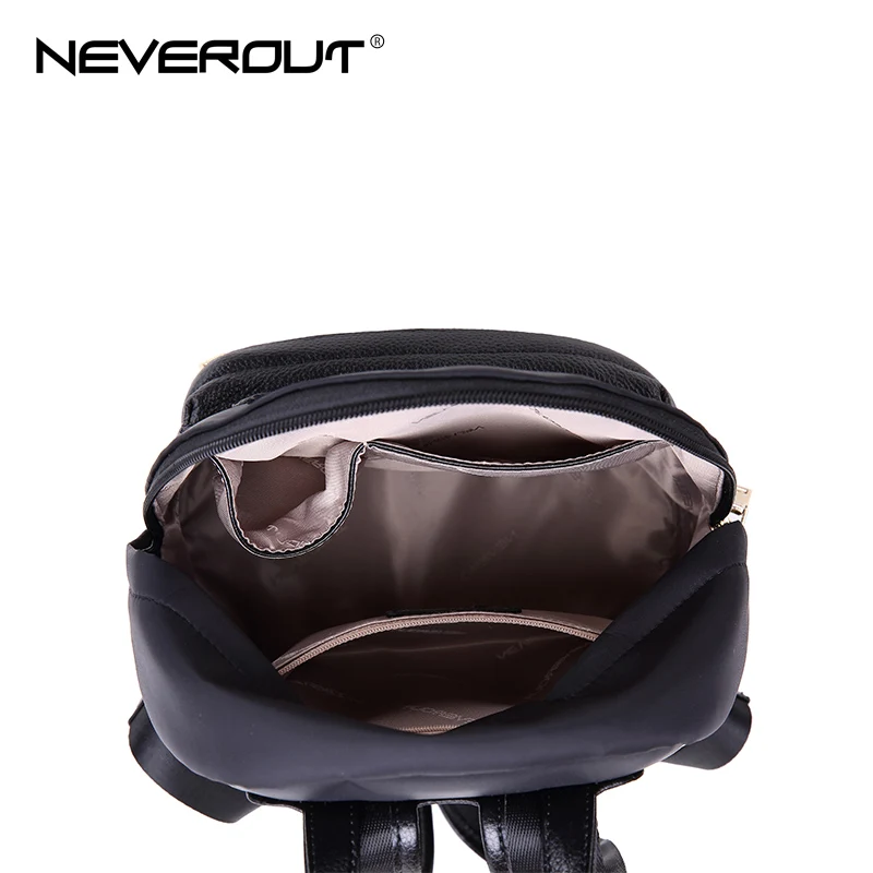 Женский холщовый рюкзак NEVEROUT однотонный повседневный на молнии кожаный|Рюкзаки|