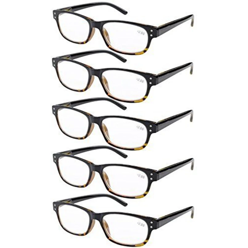 R019 Eyekepper 5-pack пружинные петли винтажные очки для чтения включает в себя солнцезащитные очки ридеры+ 0,50-+ 4,00 - Цвет оправы: 5 pcs Black Yellow