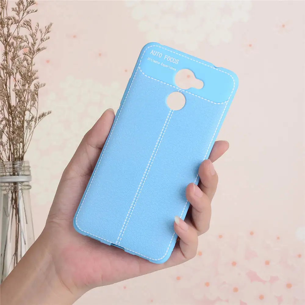 

For HUAWEI Y7 Prime 2017 GW Metal Cases Litchi Leather Grain TPU Silicone Back Covers Y7Prime (2017) Dual SIM Case Man's Women's