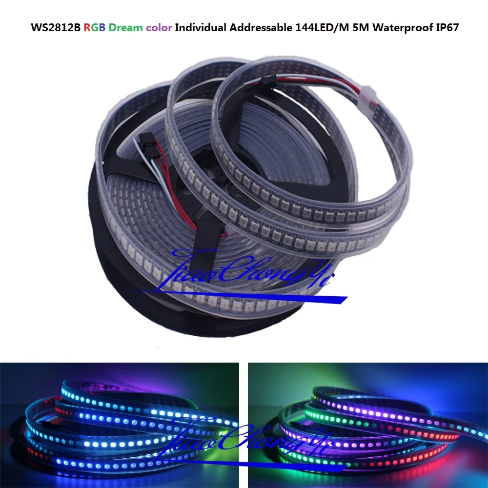 5м 720LED 144LED/M WS2812B 5В 5050 RGB полноцветный индивидуально адресуемый IP67