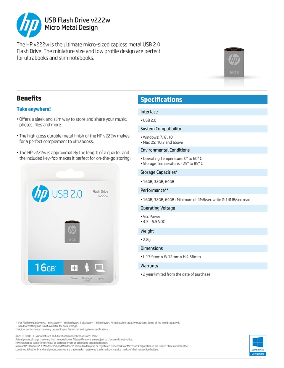 HP v222w  USB 2.0 Mini USB Flash Drive Micro M2 Handy Lidless 16GB USB Stick Metallic Housing USB2.0 Memory Driver (6)