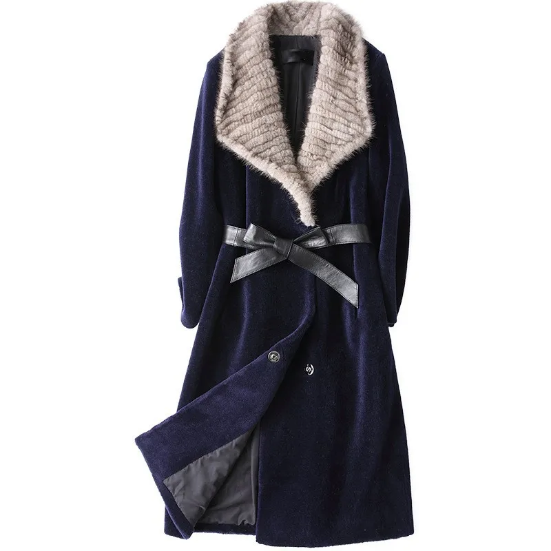 

Casacas Para Mujer Invierno 2019 Womens Winter Fur Coat Thick Warm Long Natural Fur Real Black Blue Belt Coats For Womens Luxury