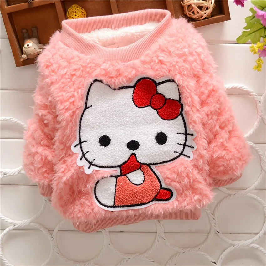 

2018 Autumn Baby Girls Sweater Infant Children Girl Child Dot Knitted Sweater cartoon O-neck Sweater Warm Outerwear Pullover