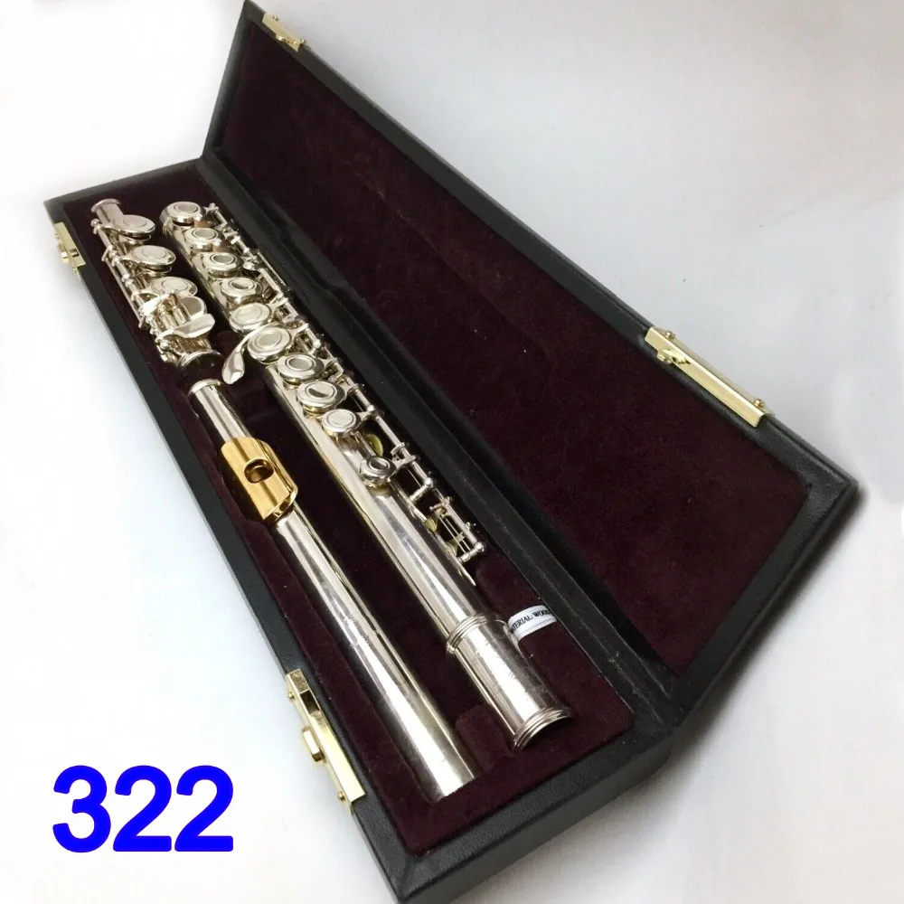 

Japan Professional Flute 322 Silver Plated Flute Instrument Flutes Gold Plated Lip Plate 17 Holes Open Closed E Mechanism