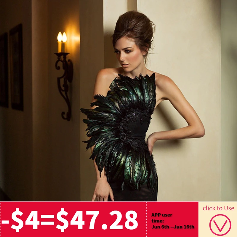 

2019 Spring New Tube Women Bandage Dresses Top Feather Dress High Waist Temperament Tight Elastic Bandage Women Clothing