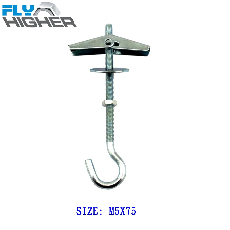 

M5x75 Hollow block Spring toggle wing anchor with hook 15pcs/pack