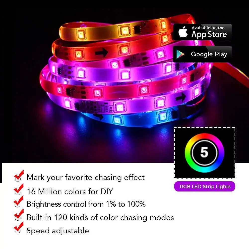 Bluetooth sem Fio Controle de Telefone Luz de Tira Luz Conduzida da Tira Rgb Inteligente Tiras Ip65 Neon Flexível à Prova d' Água Fita Fita Diodo 7 Neon Luz de Tira Flexível À Prova D' Água Fita Fita Diodo
