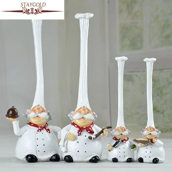 

Kawaii Chef Home Decoration Accessories Kitchen Decoration Resin Crafts Cake Bakery Chef Articles Cute Christmas 2pcs/set