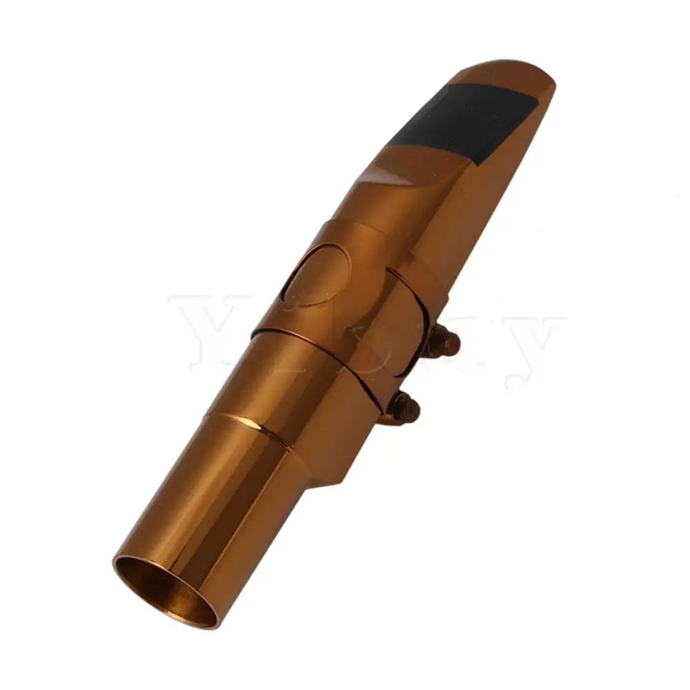 Yibuy Rose Gold B Flat Tenor Saxophone Sax Mouthpiece with Ligature Cap 9# afbeelding