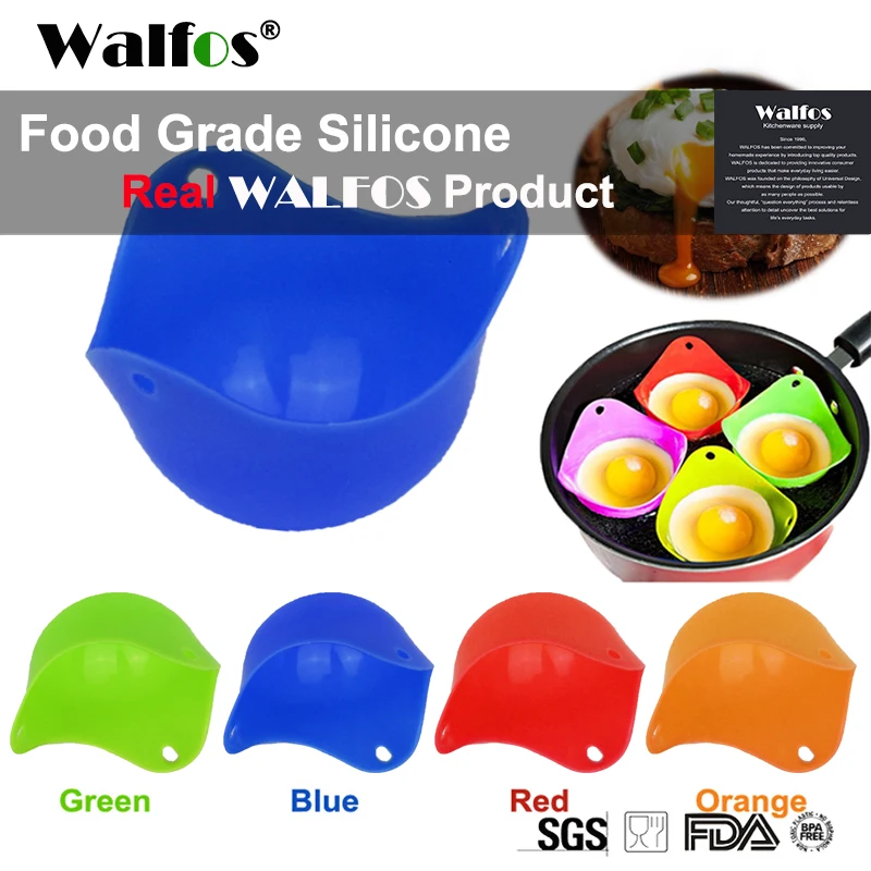 WALFOS FOOD GRADE Flexibe Silicone Egg Poacher Cook Poach Pods Kitchen