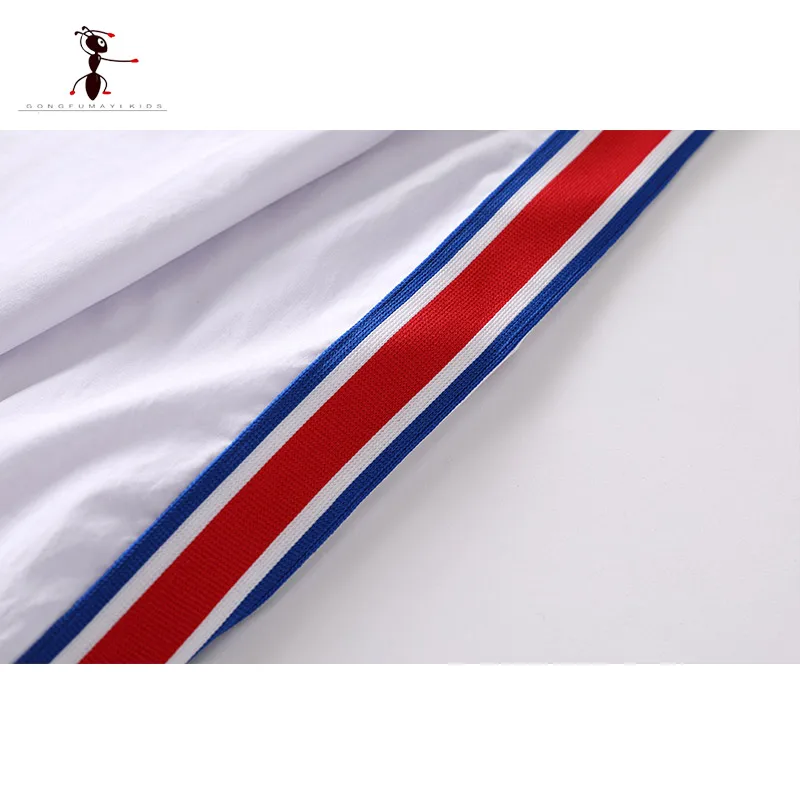 Kung Fu Ant/Классические повседневные белые рубашки в полоску с длинными рукавами и отложным воротником для мальчиков от 2 до 12 лет Детские рубашки, 3392