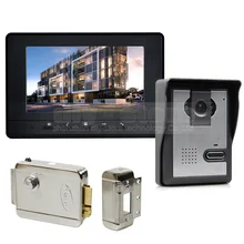 DIYSECUR 7 pulgadas Video de La Puerta Del Timbre Del Teléfono de Intercomunicación 1 Cámara de Vídeo 1 Monitor + Cerradura Eléctrica para el Hogar/la Oficina de Seguridad sistema