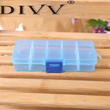 Fashion High Quality 10 Grids Adjustable Jewelry Beads Pills Nail Art Tips Storage Box Case drop shipping Aug18