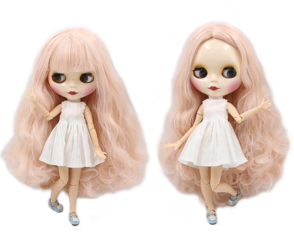 Blyth 1/6 Nude Doll pink and golden hair with braids with 
