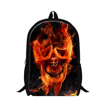 

Fashion Black Children School Bags For Teenager Boys Casual Fire Skull Backpack Men's Traveling Backbag Mochila Kids Schoolbag