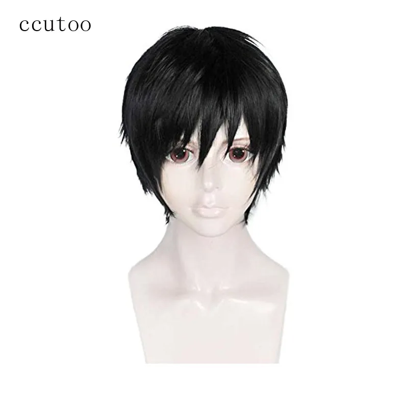 Ccutoo 1" черный короткий прямой для мужчин Высокая температура волокно синтетические волосы партии косплей костюм парики Durarara Izaya Орихара