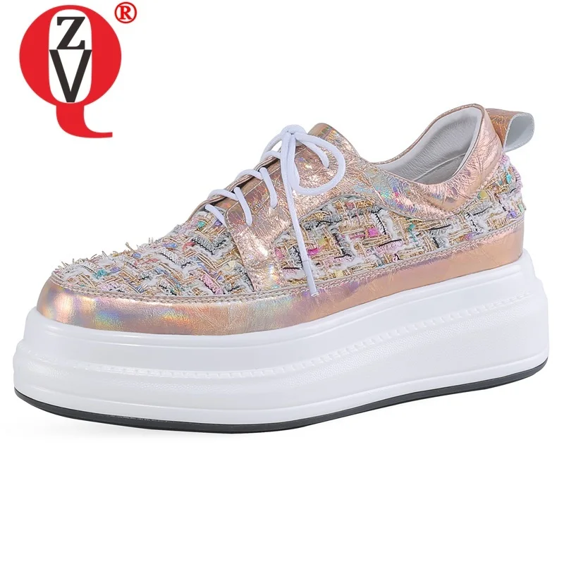 

ZVQ woman shoes 2019 spring new casual round toe cross-tied woman flats outside comfortable platform ladies shoes drop shipping