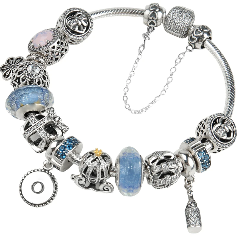 

NEW 100% 925 Sterling Silver Genuine Brand New 1:1 Charm Pumpkin Wagon Bracelet Set with Expectant Gifts Women Fashion Jewelry