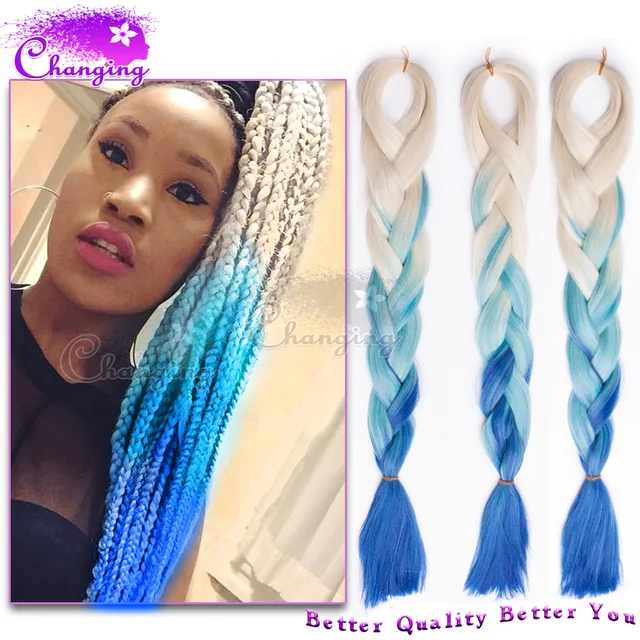 10pcs Ombre Kanekalon Braiding Hair Blonde Blue Jumbo 10pcs Ombre Kanekalon Braiding Hair Blonde Blue Jumbo Braid 3 Tone Xpression
