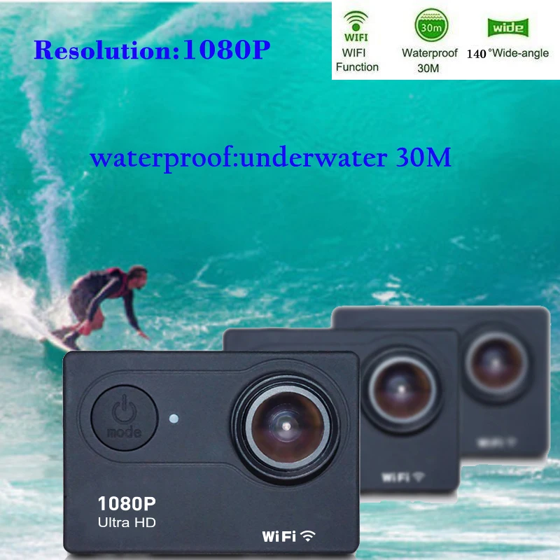 

1080P Motorcycle DVR Unltra HD Action Camera 16M Car Dash Cam 30m Waterproof Diving WiFi Helmet Action Cam for outdoor sports