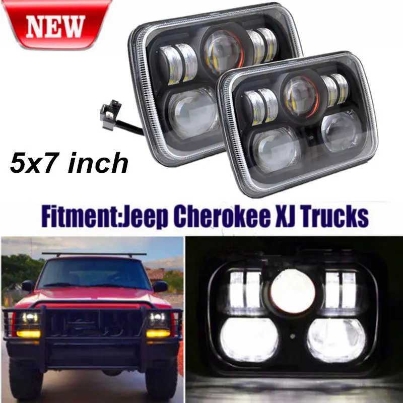2PCS 7 INCH 54W LED Headlight 7200LM H4 High Low Beam Driving Lights For Jeep wrangler JK