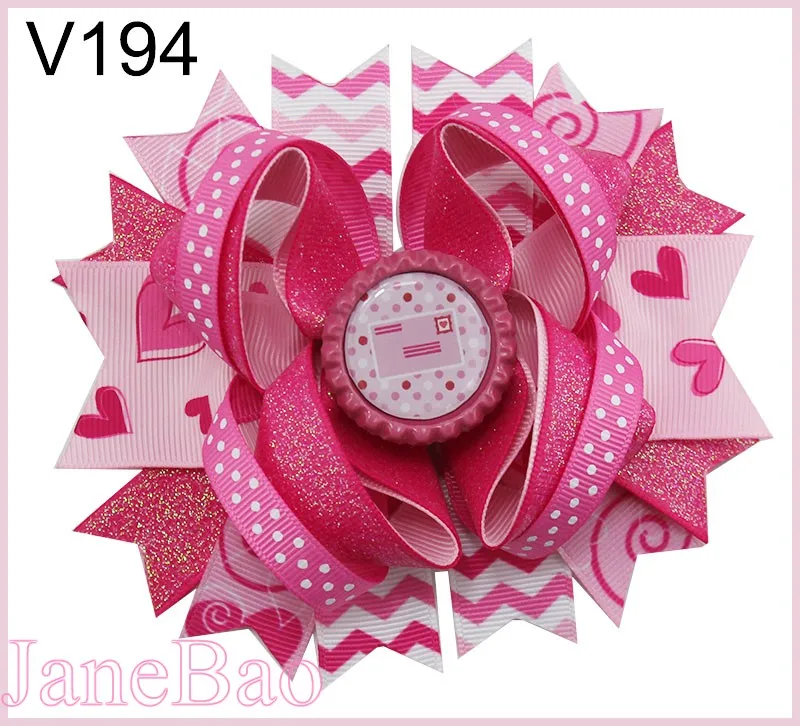 

free shipping 30pcs valentine's day sprinkles hair bows popular cheer bows holiday hair clips valentines day gift--B