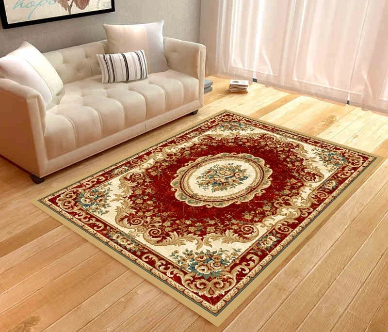 Luxury Home Hotel Europe Floral Embroidery Carpet Anti Slip Floor Mat