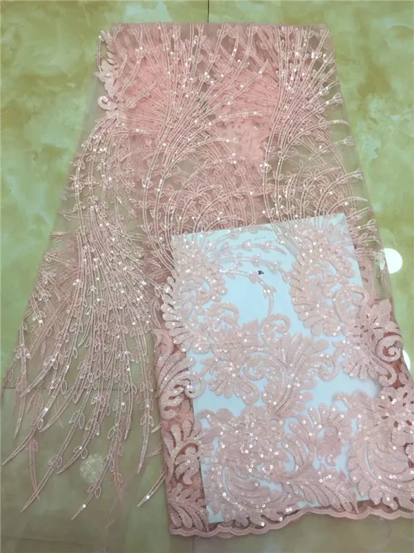 Последние французские нигерийские кружевные ткани высокого качества кружевная ткань в африканском стиле свадебное приклеенное блестящее Тюлевое кружево с пайетками розовый зеленый