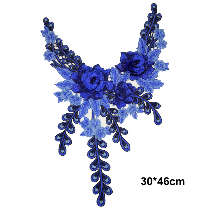 Синий цветок воротник украшение шитье аксессуары вышивка платье мотив блузка кружевная ткань аппликационные швейные принадлежности