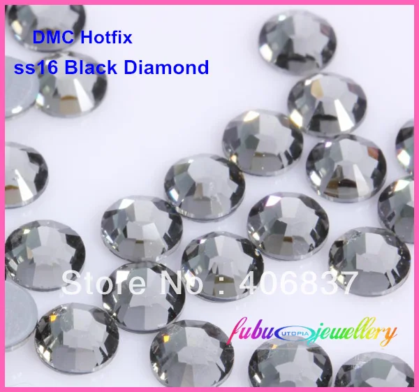 

Free Shipping! 1440pcs/Lot, ss16 (3.8-4.0mm) High Quality DMC Black Diamond Iron On Rhinestones / Hot fix Rhinestones