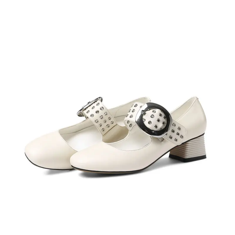 Beige Neue Mary schwarzes Dame Janes Pumps Nemaone Schwarz Einzelnen Mit Leder Frauen 2019 Kuh High Weiblichen Schuhe Heels Herbst Dicken Uwx4qpf